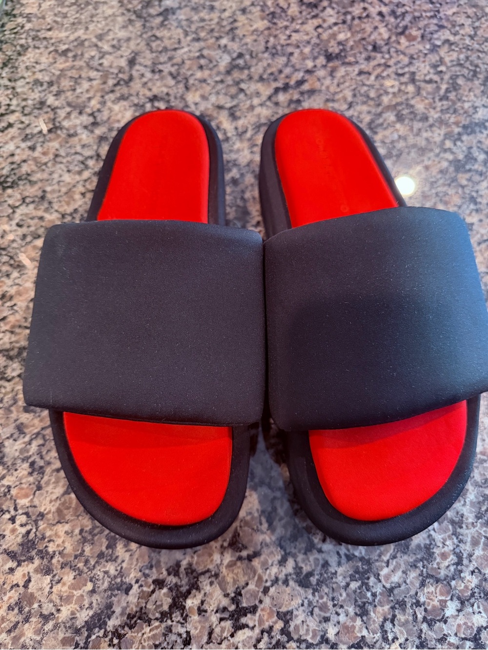 Y-3 Black and Red Slide Sandals